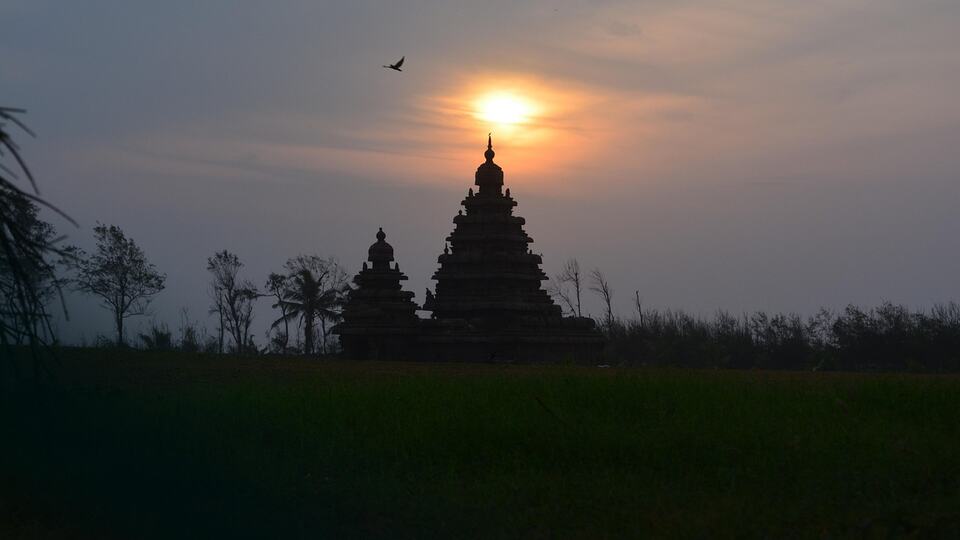 The Shore Temple of Mahabalipuram at sunrise